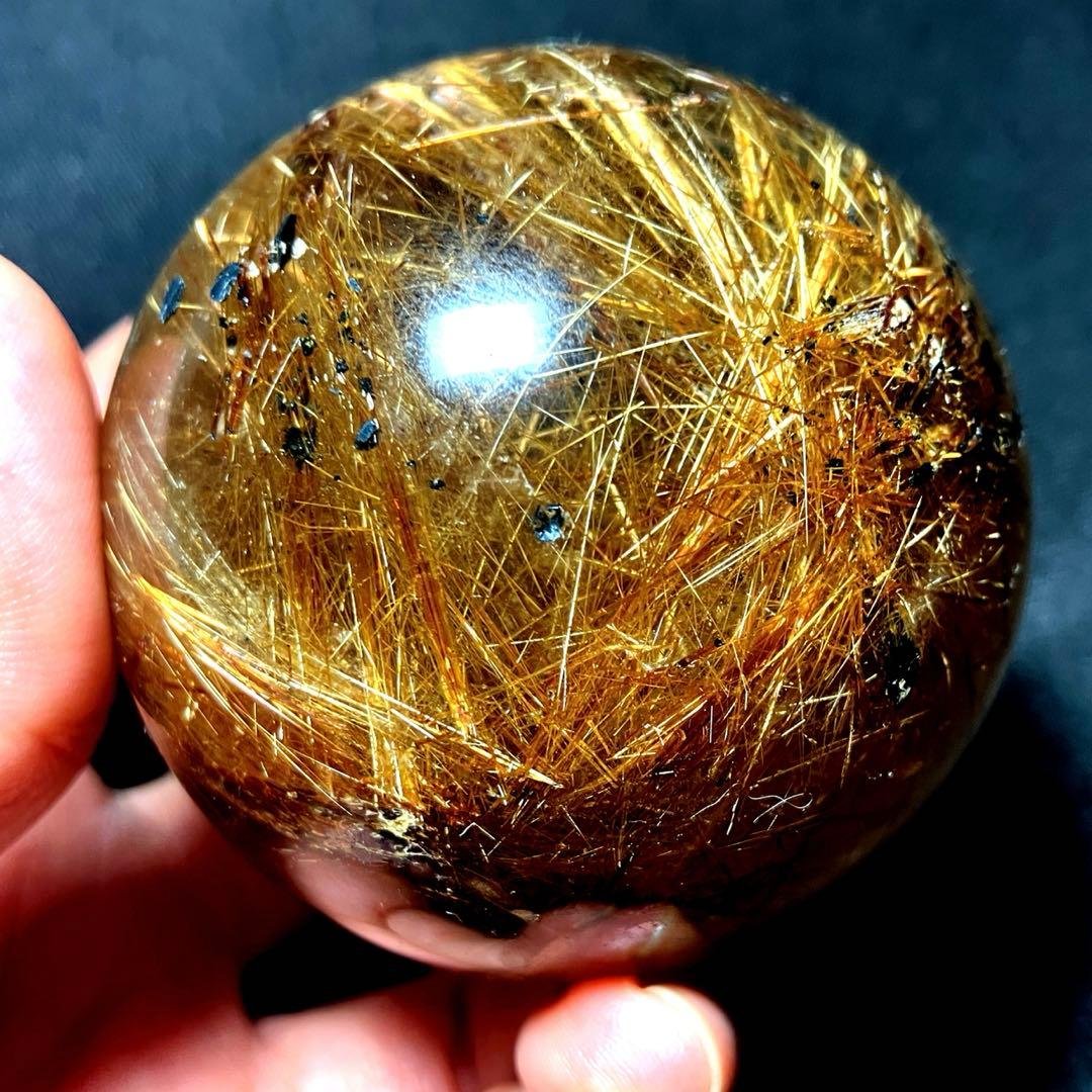 超絶綺麗✨62mm ゴールドルチルクォーツ　丸玉　スフィア　金針水晶