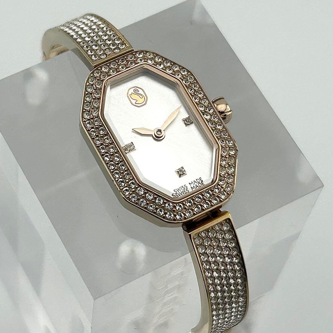 【稼働品】スワロフスキー Dextera Bangle ウォッチ ローズゴールド